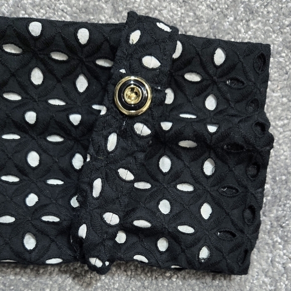 Charter Club 100% Cotton Black White Eyelet Cutout Lightweight Button-Up Jacket - Picture 8 of 8